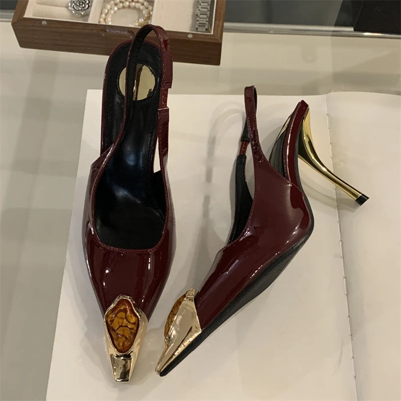 Pointed Toe Kitten Heels Slingback Pumps for Women