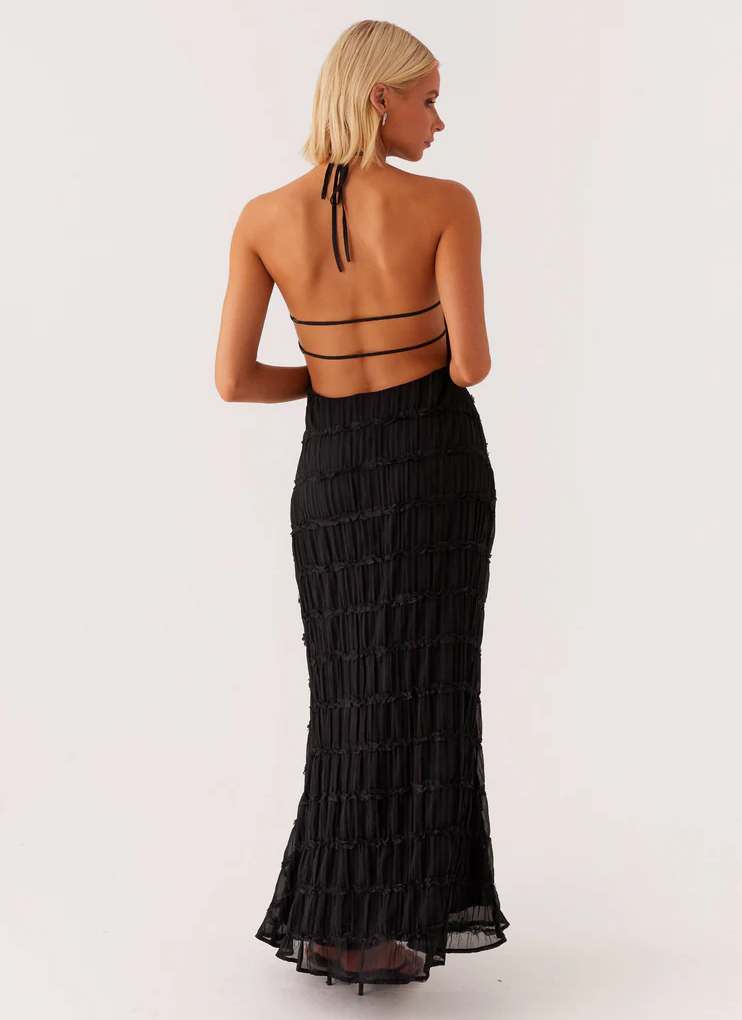 Halter Neck Pleated Wedding Guest Maxi Dress for Women