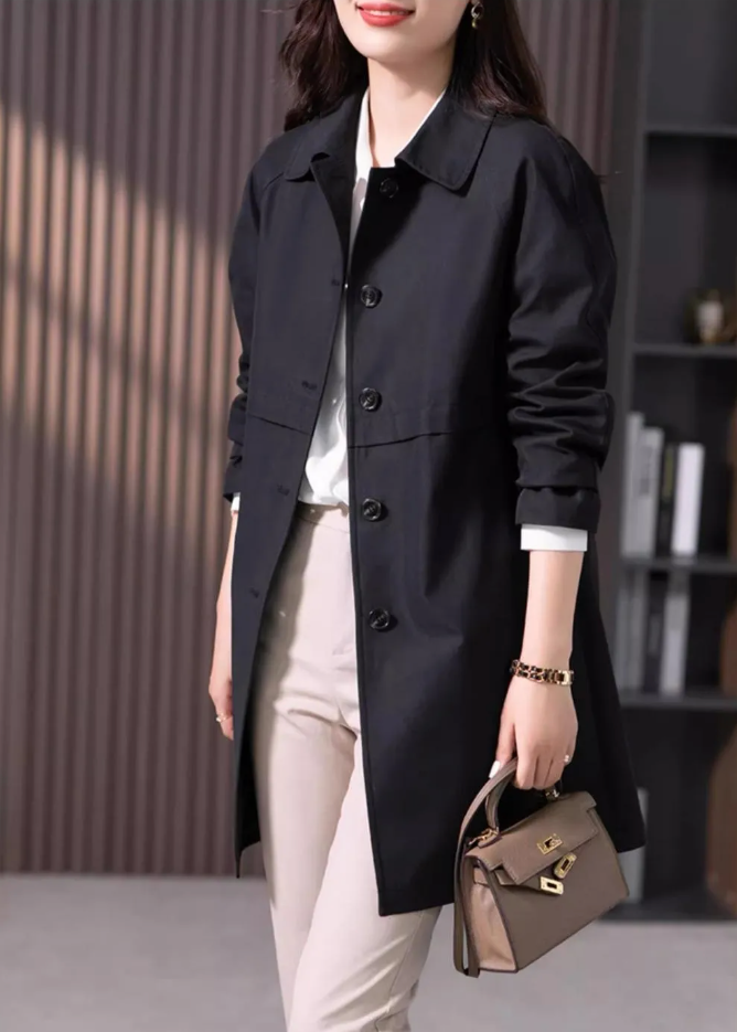 Classic Single Button Short Trench Coat for Women