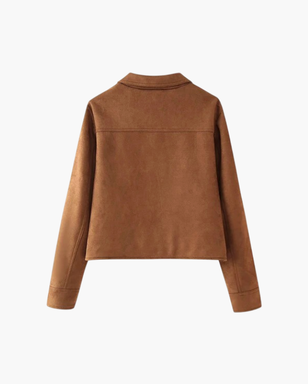 Faux Suede Short Jacket with Pockets for Women