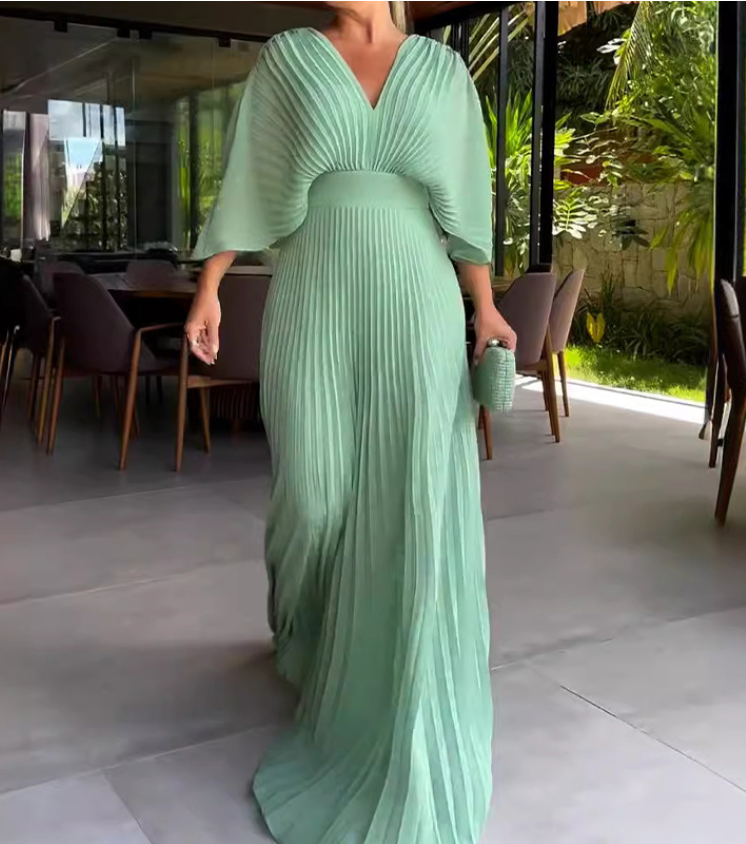 Pleated Maxi Dress Wedding Guest for Women