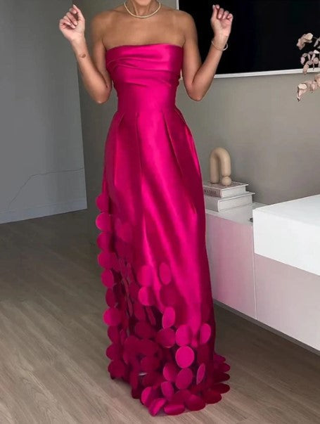 Strapless Ruffle Hem Wedding Guest Maxi Dress for Women