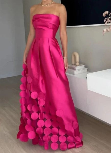Strapless Ruffle Hem Wedding Guest Maxi Dress for Women