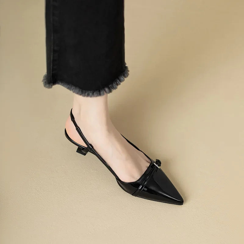 Pointed Toe Kitten Heels Ankle Strap Sandals for Women