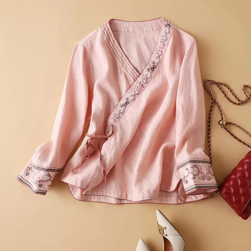 Relaxed Wrap Blouse for Women
