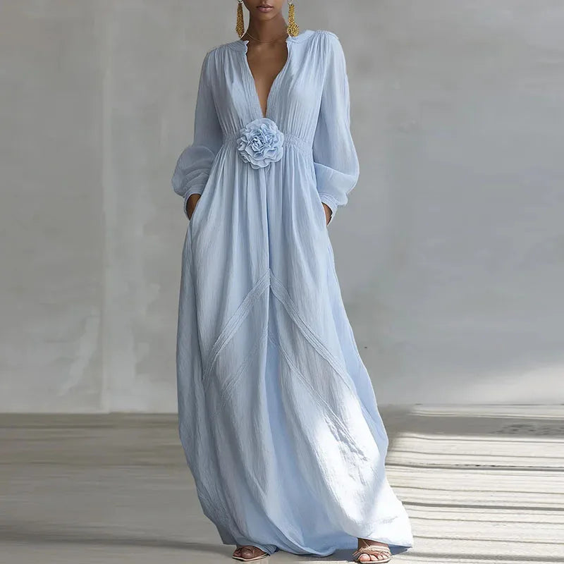 Deep V Maxi Dress Wedding Guest for Women