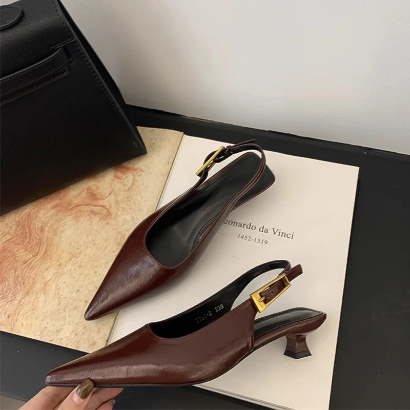 Pointed Toe Kitten Heels Mules for Women