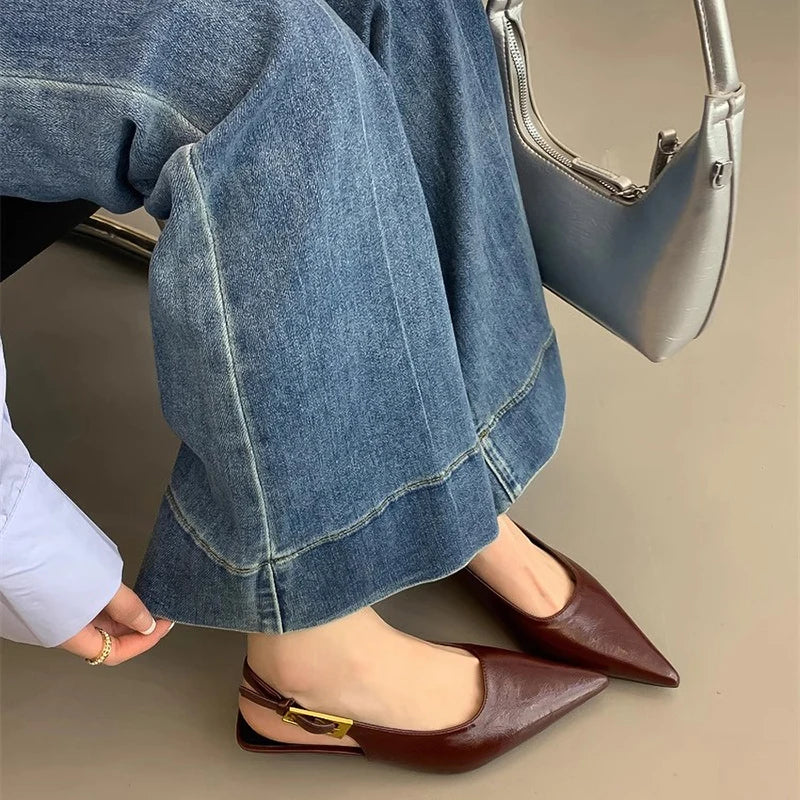 Pointed Toe Kitten Heels Mules for Women
