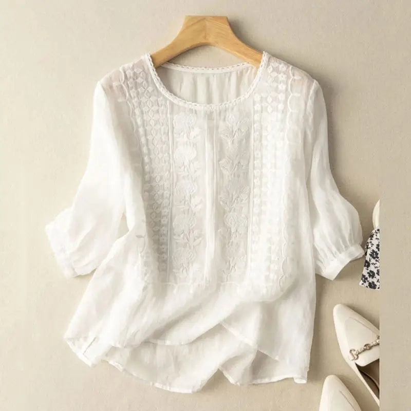 Floral Lace Relaxed Blouse for Women