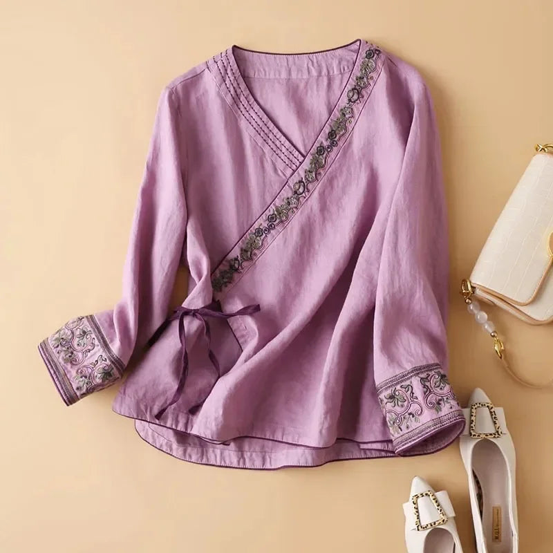 Relaxed Wrap Blouse for Women