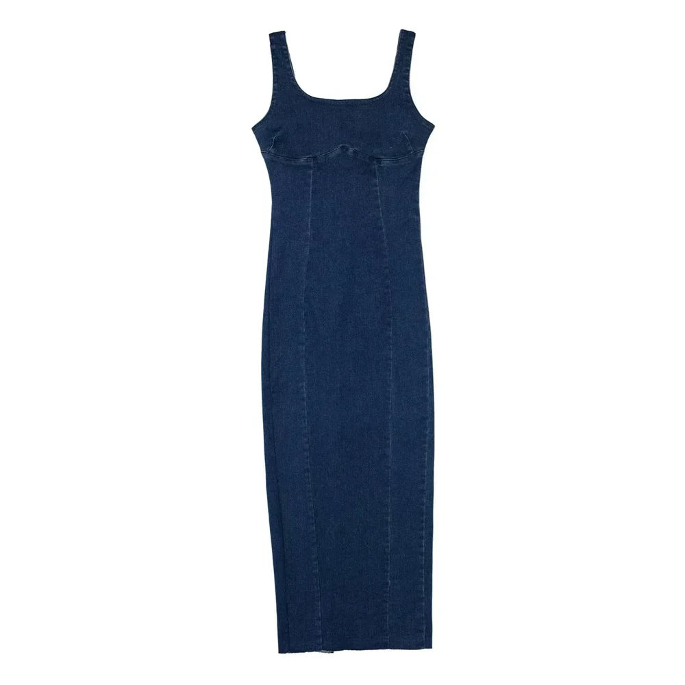 Sleeveless Denim Maxi Dress for Women