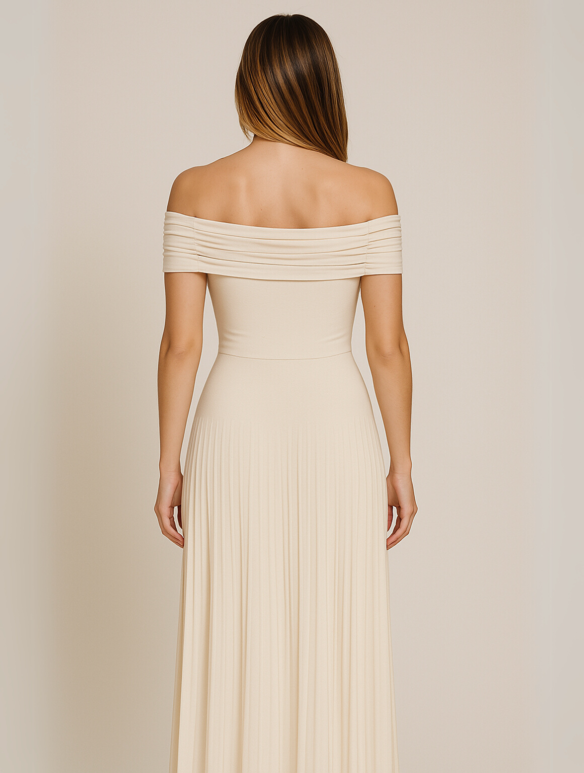 Wedding Guest Off-Shoulder Pleated Maxi Dress for Women