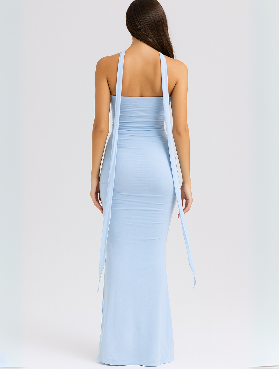 Strapless Ruched Wedding Guest Maxi Dress for Women