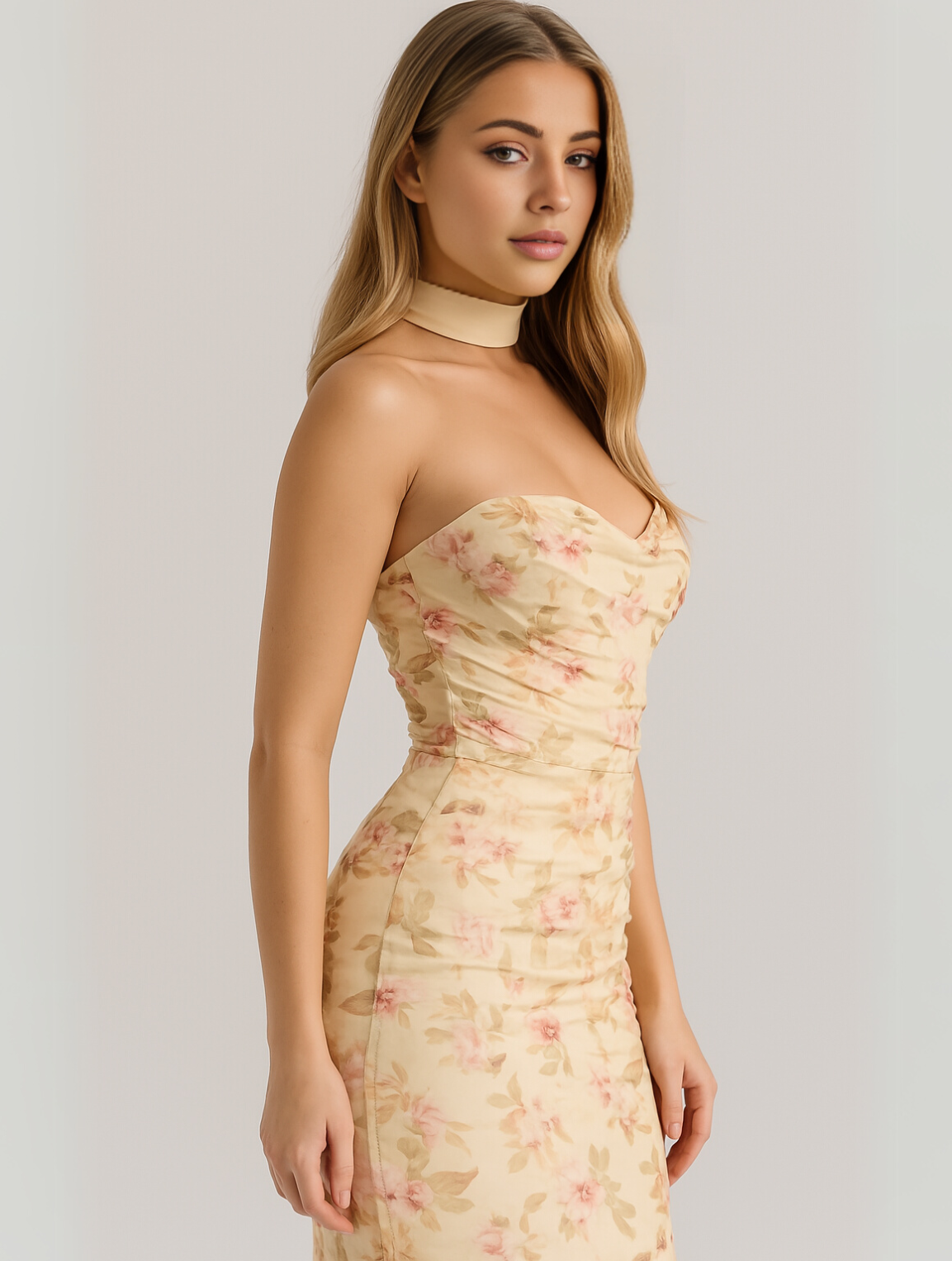 Strapless Ruched Wedding Guest Maxi Dress for Women