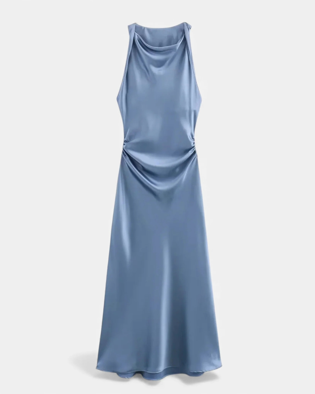 Satin Maxi Slip Dress with Drape Neckline for Women