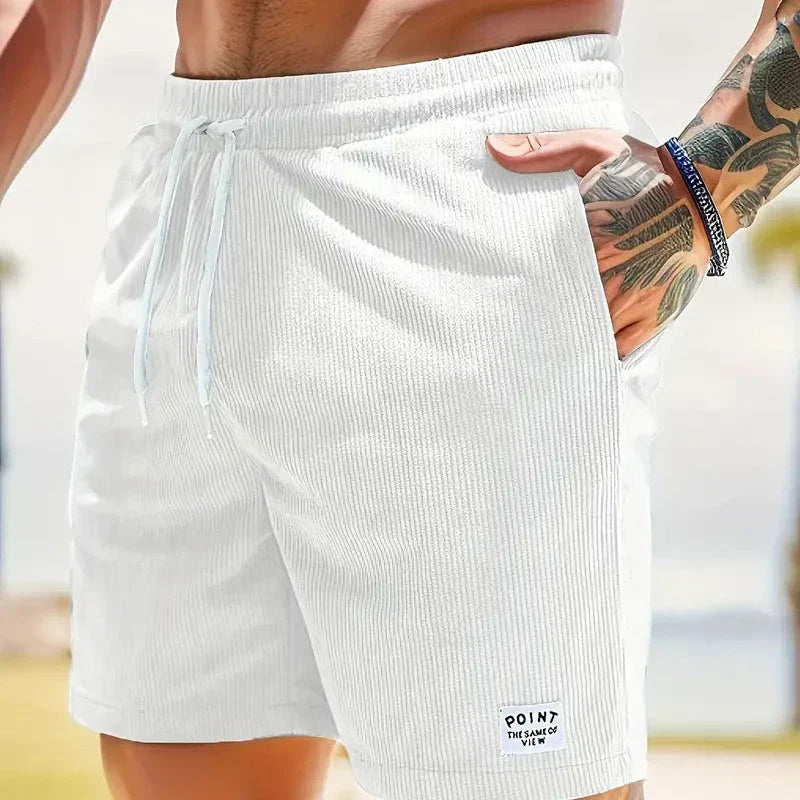 Ribbed Drawstring Casual Shorts for Men
