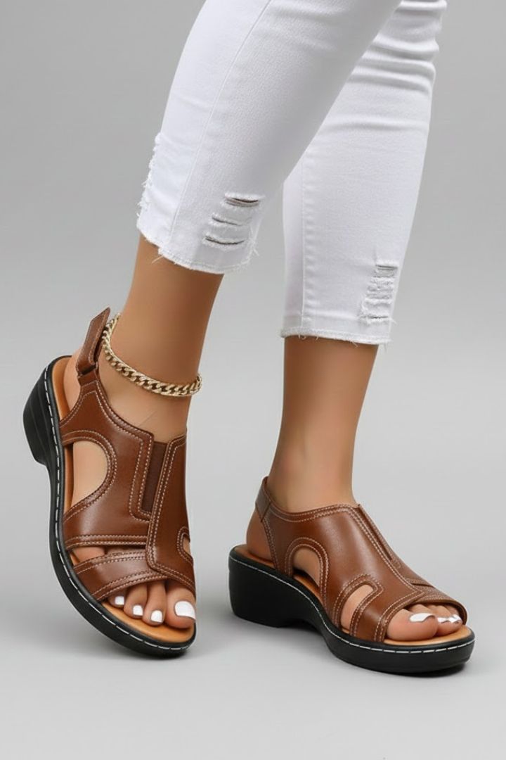 Open Toe Platform Sandals with Cutouts for Women