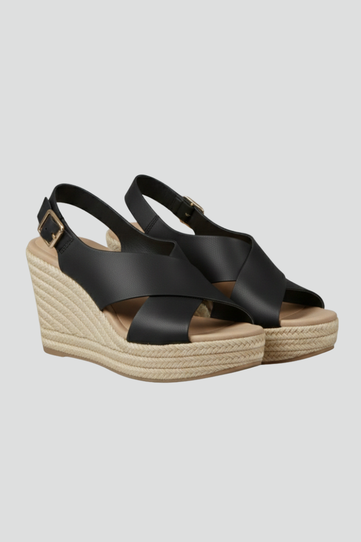 Slingback Wedge Sandals with Cross Straps for Women