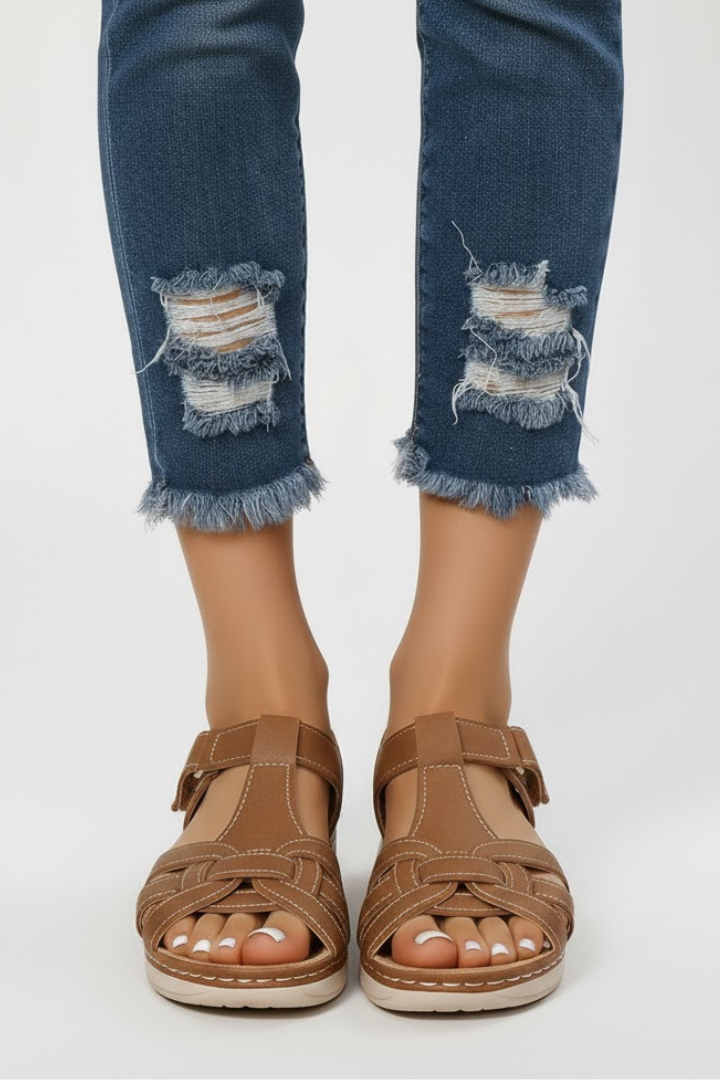 Retro Strap Sandals with Buckle Closure for Women