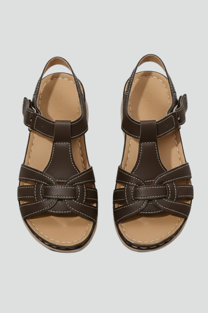 T-Strap Slingback Sandals with Buckle Closure for Women