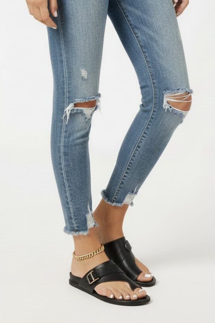 Toe Loop Flat Sandals with Buckle for Women