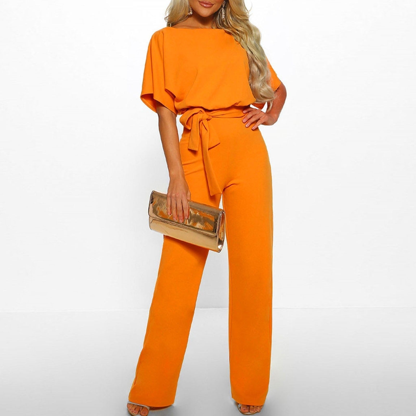 Belted Wide Leg Jumpsuit for Women