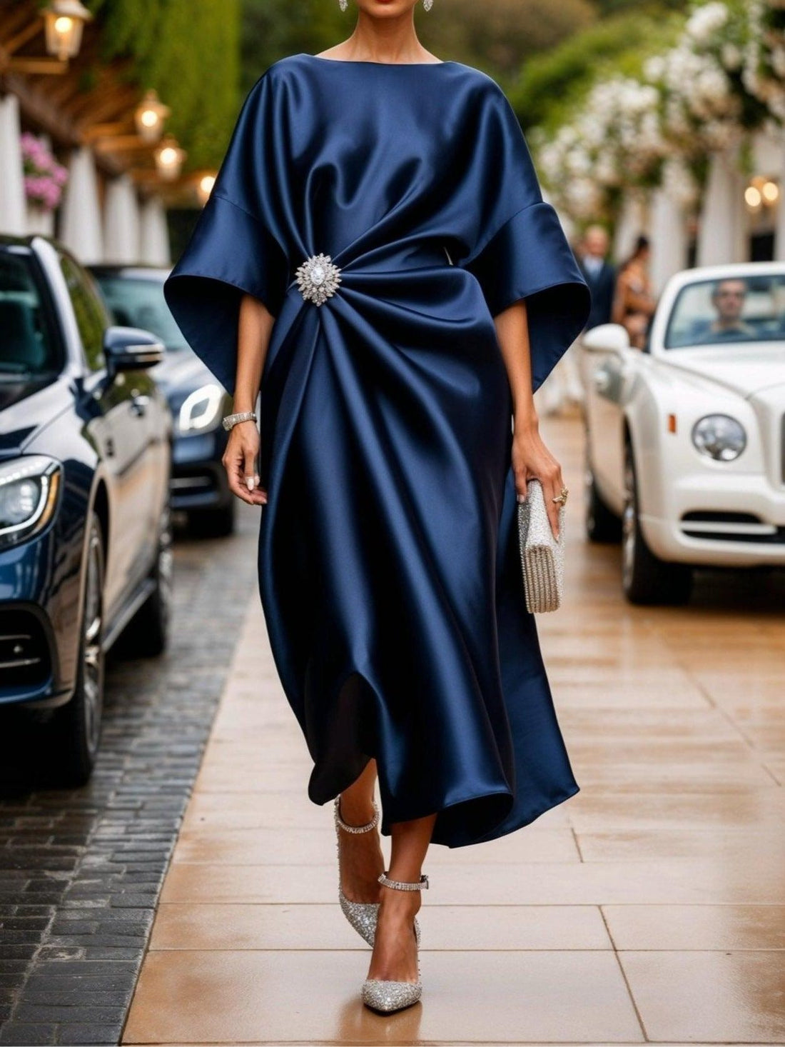 A-Line Boat Neck Maxi Dress for Women