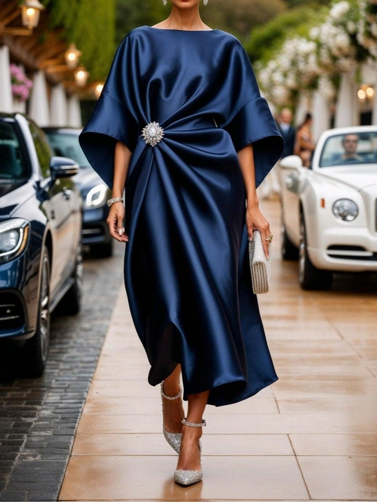 A-Line Boat Neck Maxi Dress for Women