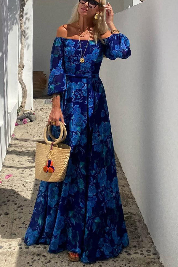 Off-Shoulder Floral Maxi Dress Wedding Guest for Women