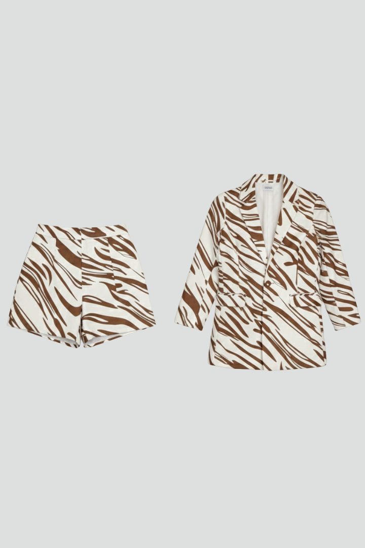 Animal Print Blazer and Shorts Set for Women - View 5