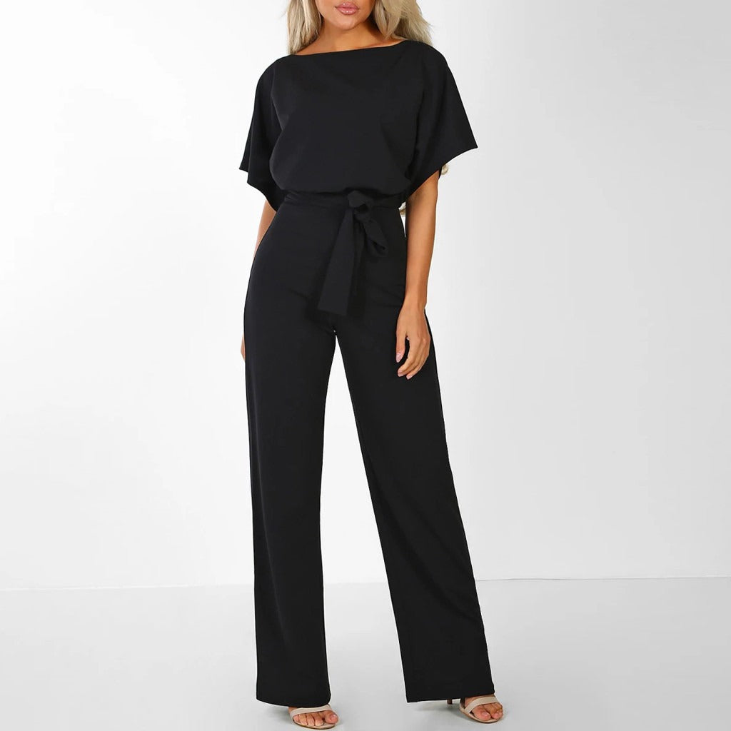 Belted Wide Leg Jumpsuit for Women