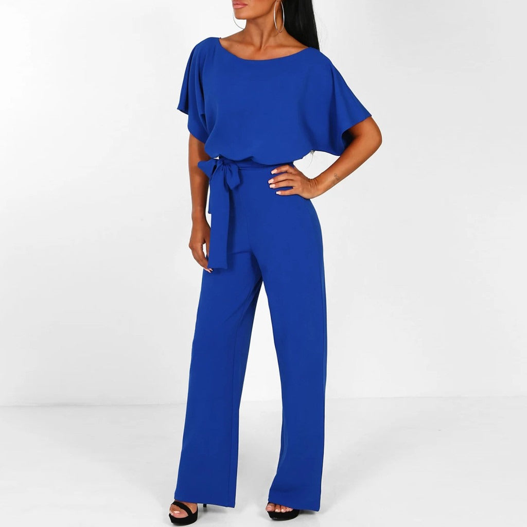 Belted Wide Leg Jumpsuit for Women
