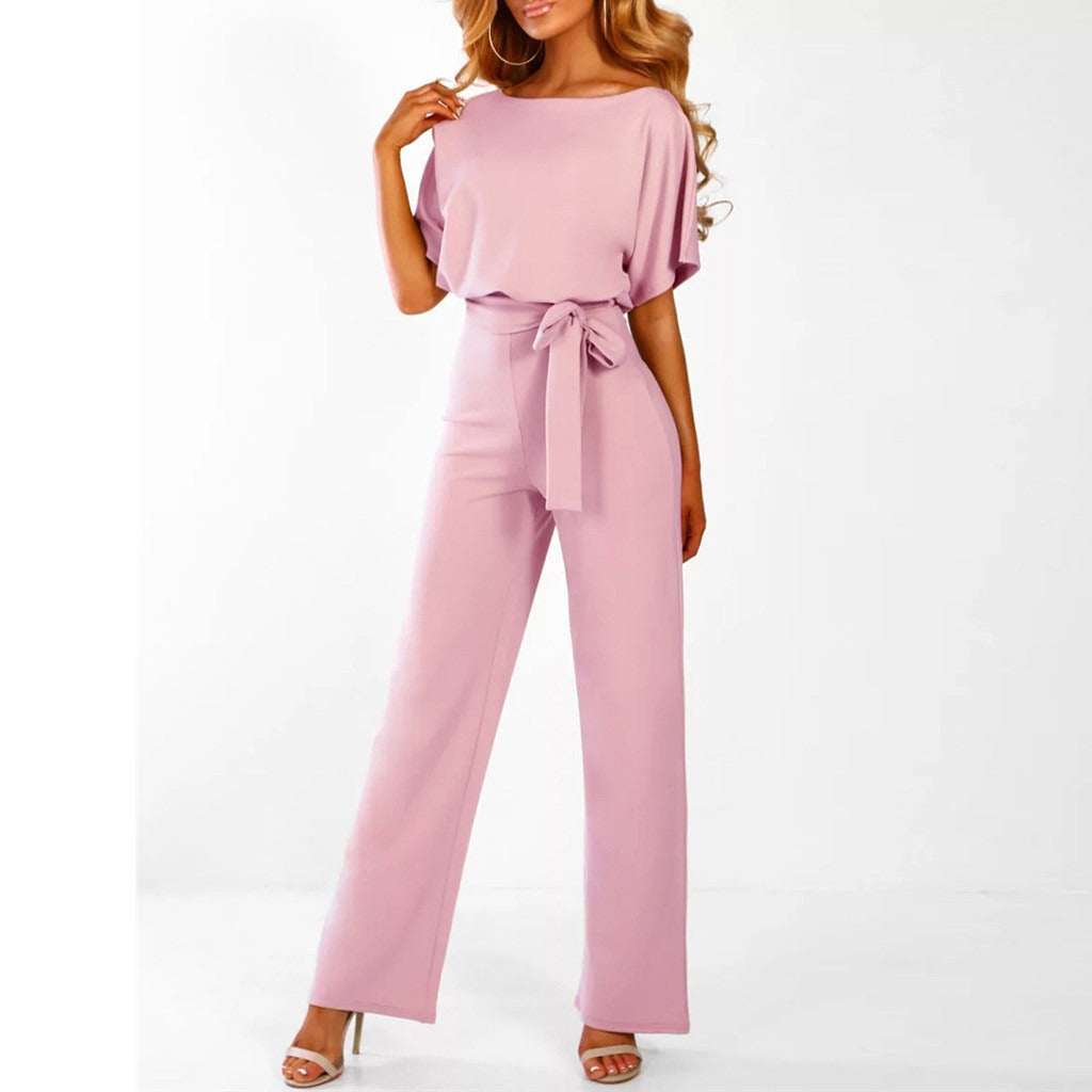 Belted Wide Leg Jumpsuit for Women