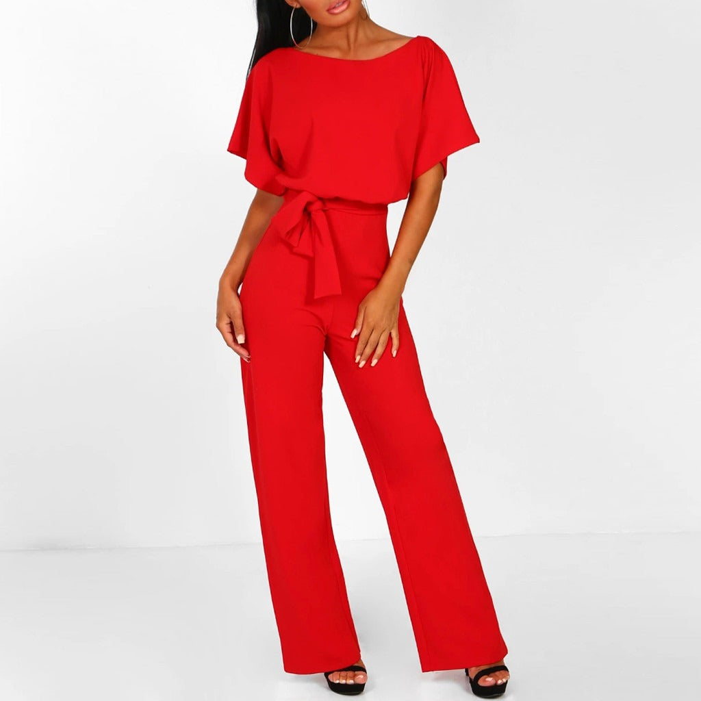 Belted Wide Leg Jumpsuit for Women