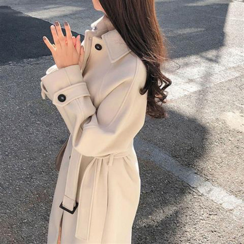 Long Single Breasted Woolen Coat for Women