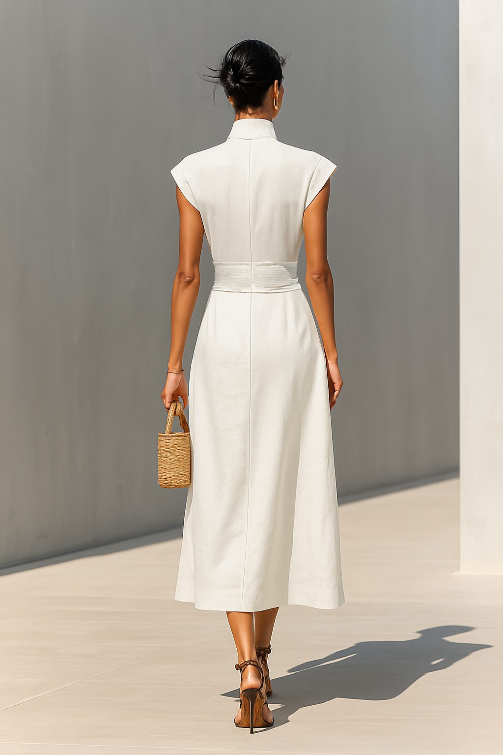 Belted Lapel Maxi Dress for Women - View 2