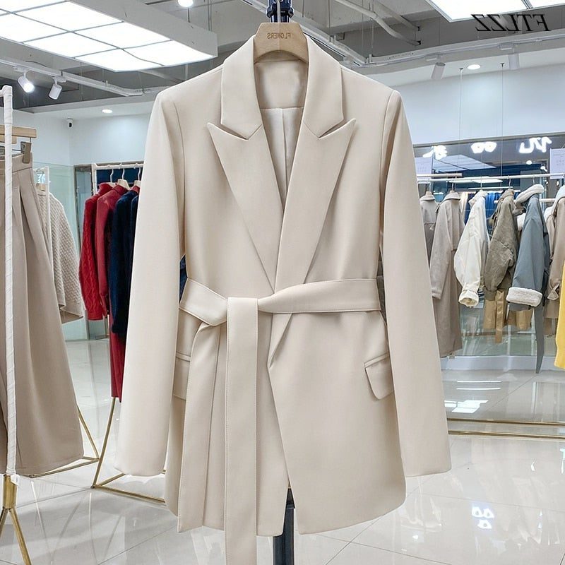 Belted Long-Line Blazer for Women