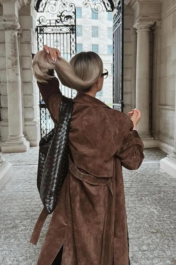 Belted Maxi Leather Trench Coat for Women - View 4