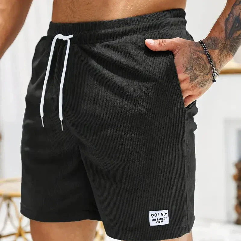 Ribbed Drawstring Casual Shorts for Men
