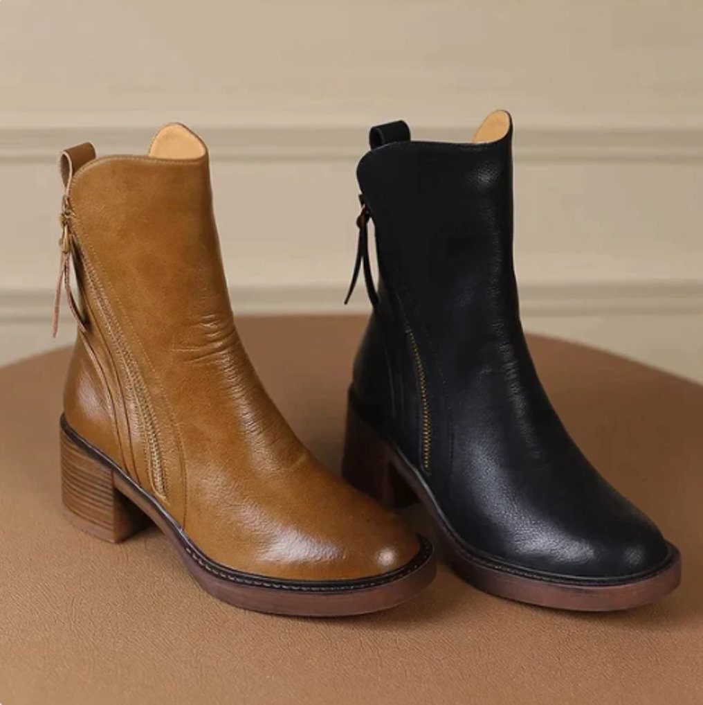 Block Heel Zip-Up Ankle Boots for Women - View 3