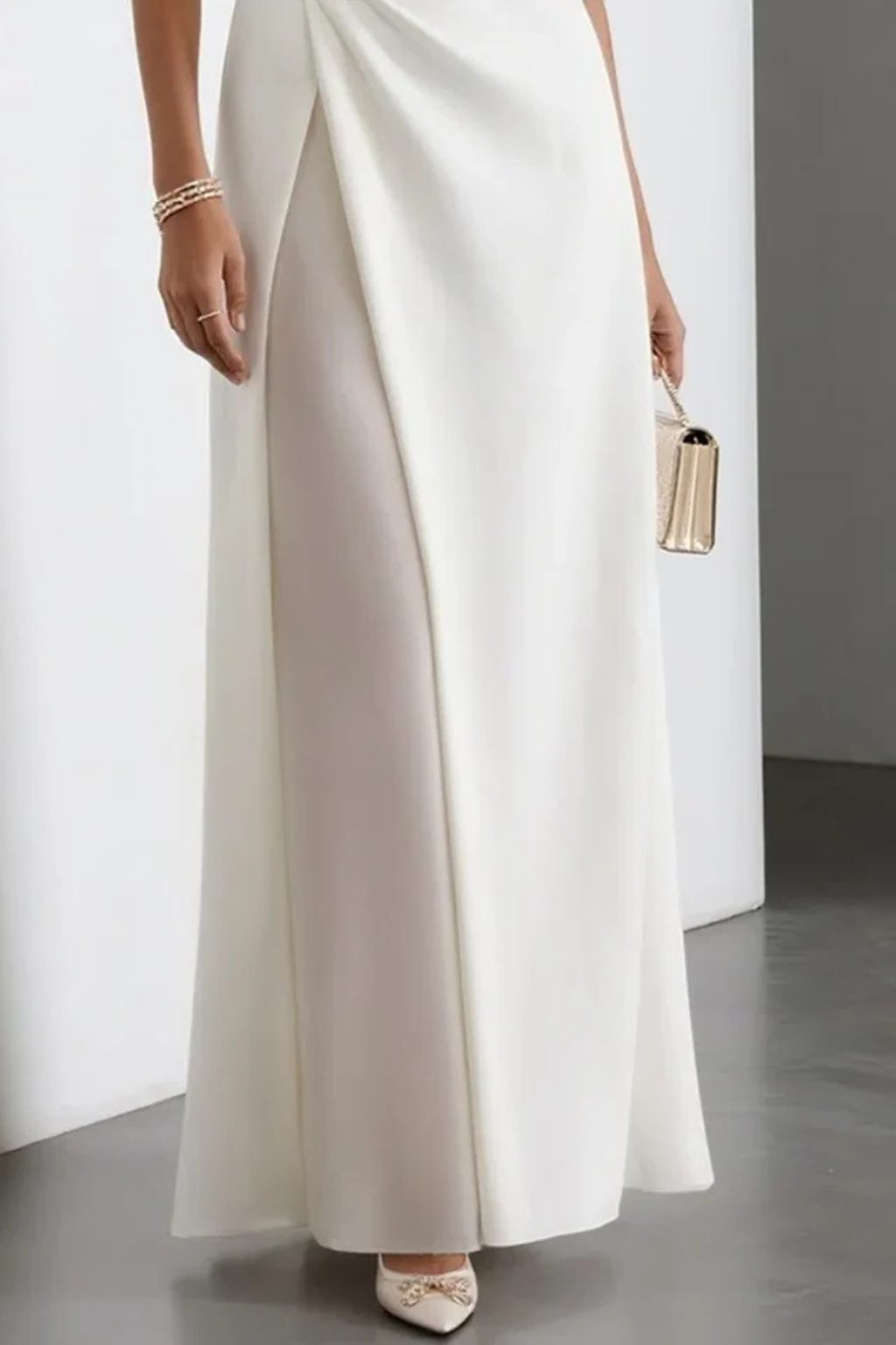 Boat Neck Sleeveless Maxi Dress with Draped Waist Split for Women - View 3