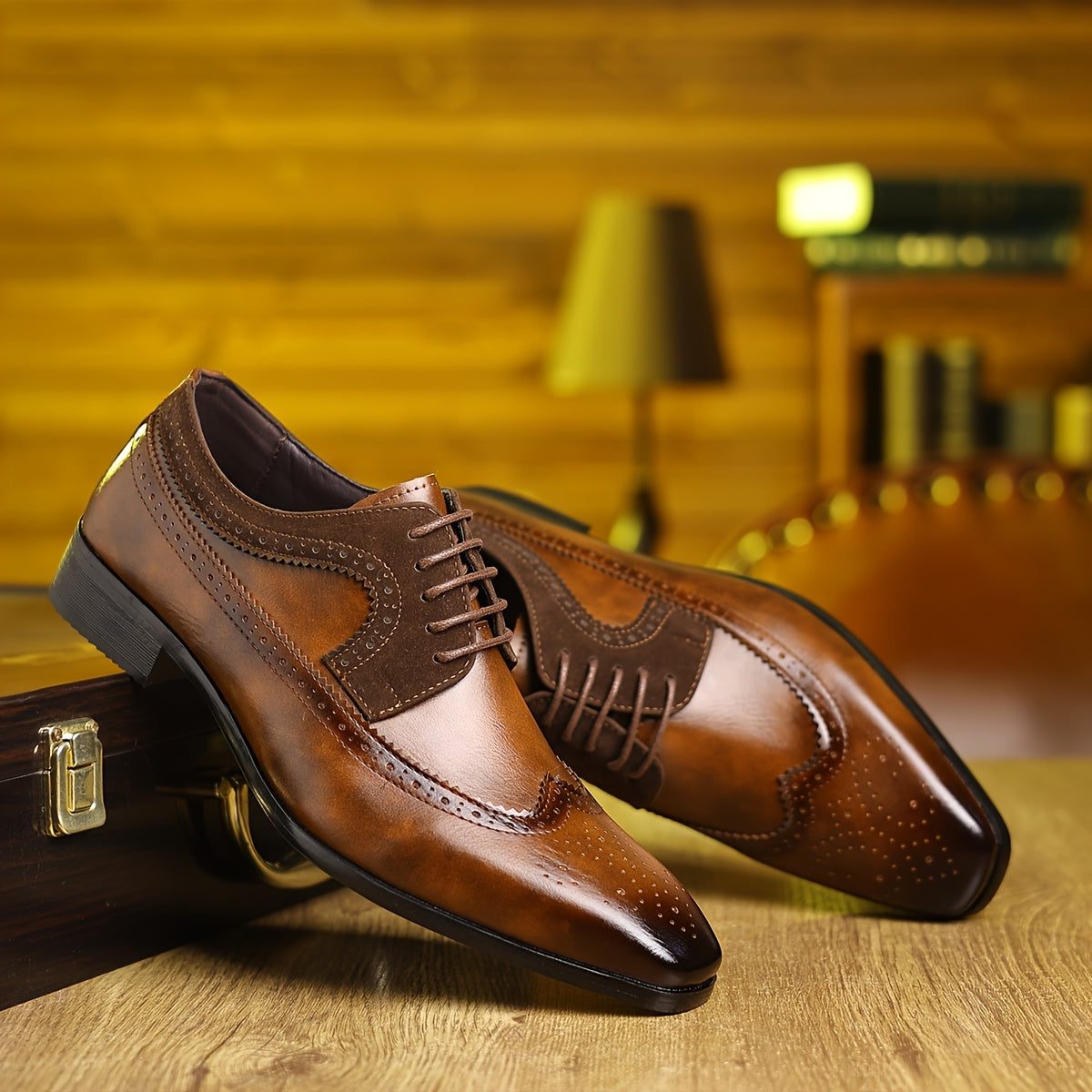 Brogue Pointed Toe Dress Shoes for Men