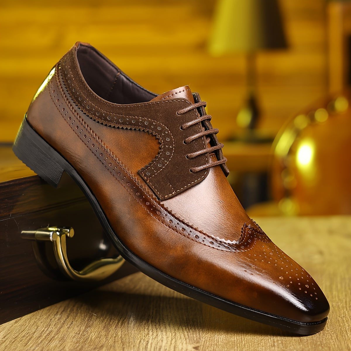Brogue Pointed Toe Dress Shoes for Men - View 2