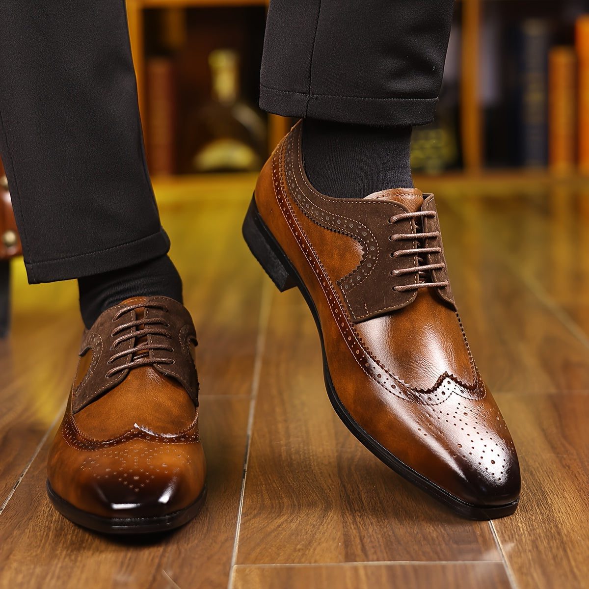 Brogue Pointed Toe Dress Shoes for Men - View 6