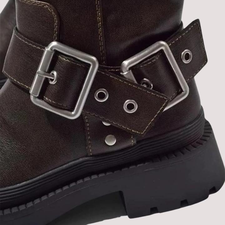 Buckle Strap Platform Knee-High Boots for Women - View 4