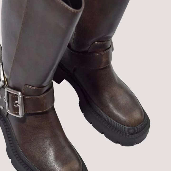 Buckle Strap Platform Knee-High Boots for Women - View 5