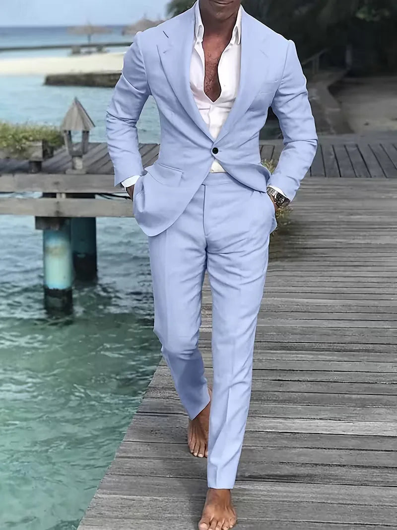 Slim Fit Notched Lapel Suit Set for Men