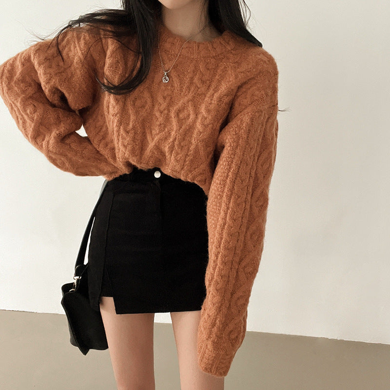Women's Cable Knit Cropped Jumper