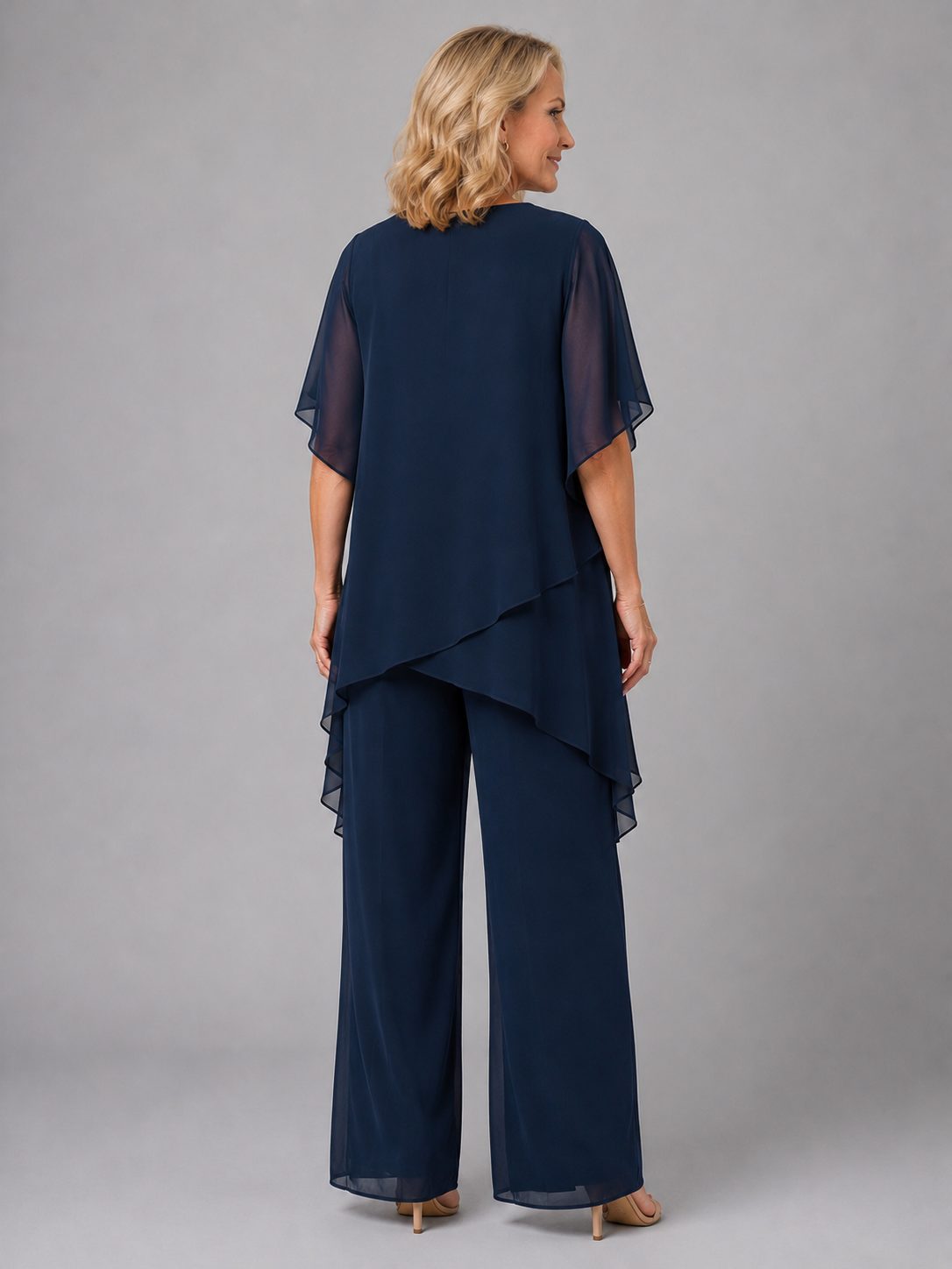 Chiffon Wide Leg Overlay Trousers Set for Women