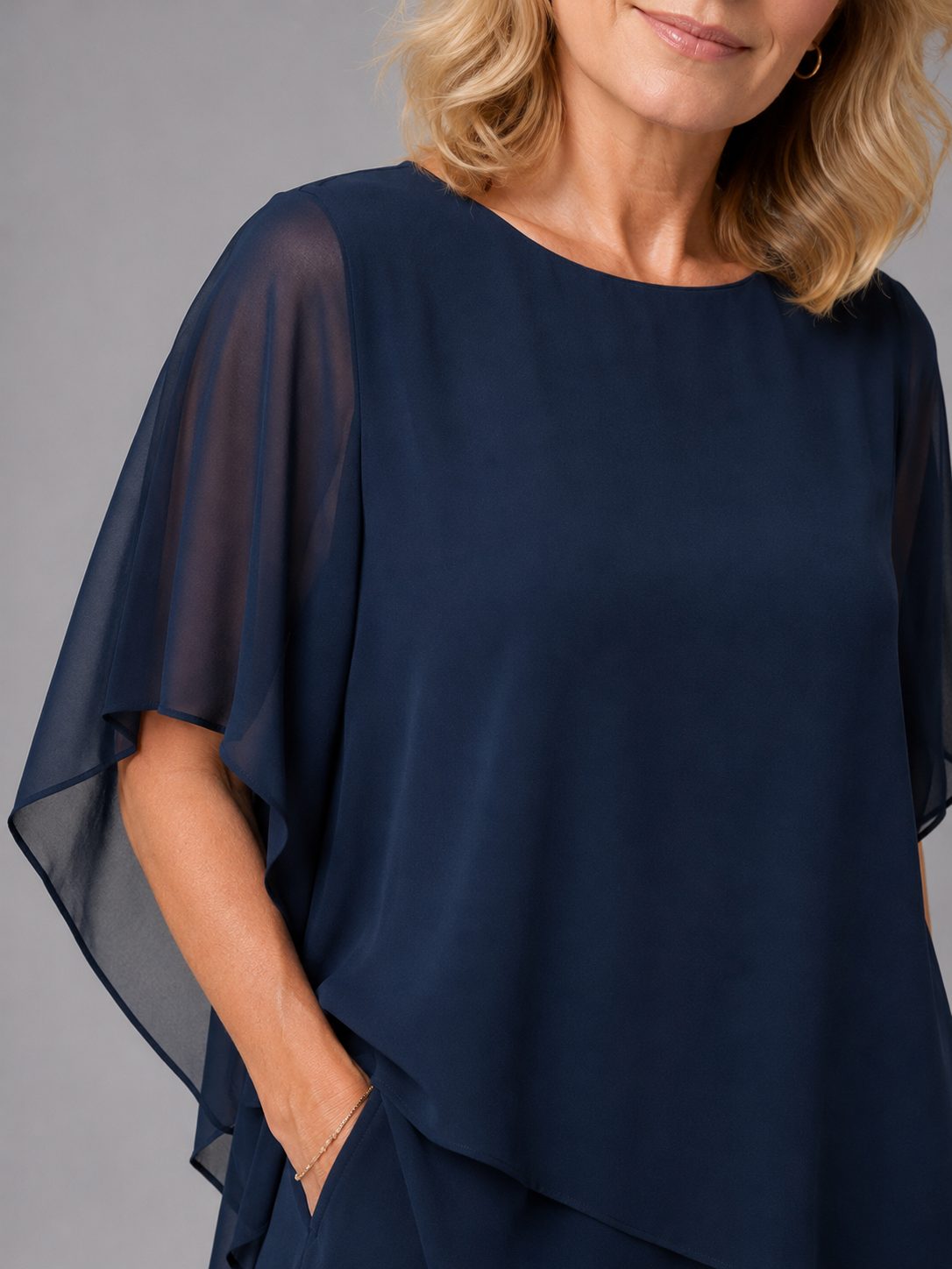 Chiffon Wide Leg Overlay Trousers Set for Women - View 4